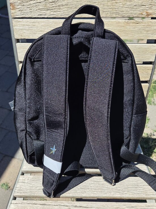 MUGLER Unisex Neoprene-Like Fabric Backpack Black w/Silvertone Accents NWOT main image 6